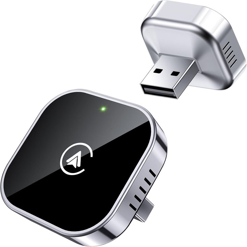 2 in 1 Wireless CarPlay and Android Auto Adapter Plug and Play Car Dongle Fast Seamless Connection for Cars with Built-in Wired CarPlay/Android Auto Compact Sleek Design